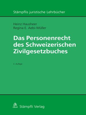 cover image of Das Personenrecht des Schweizerischen Zivilgesetzbuches
